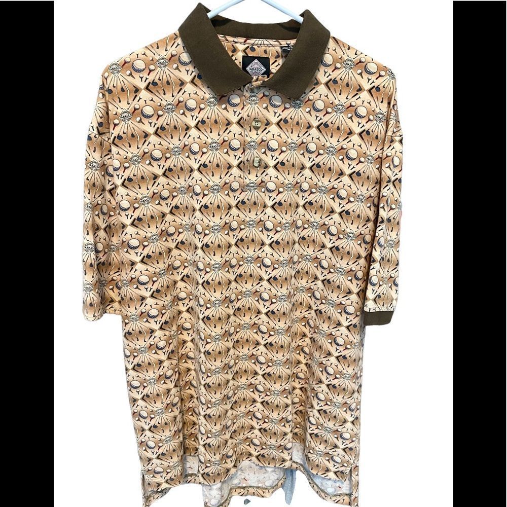 Tabasco, golf polo, size large, golf print